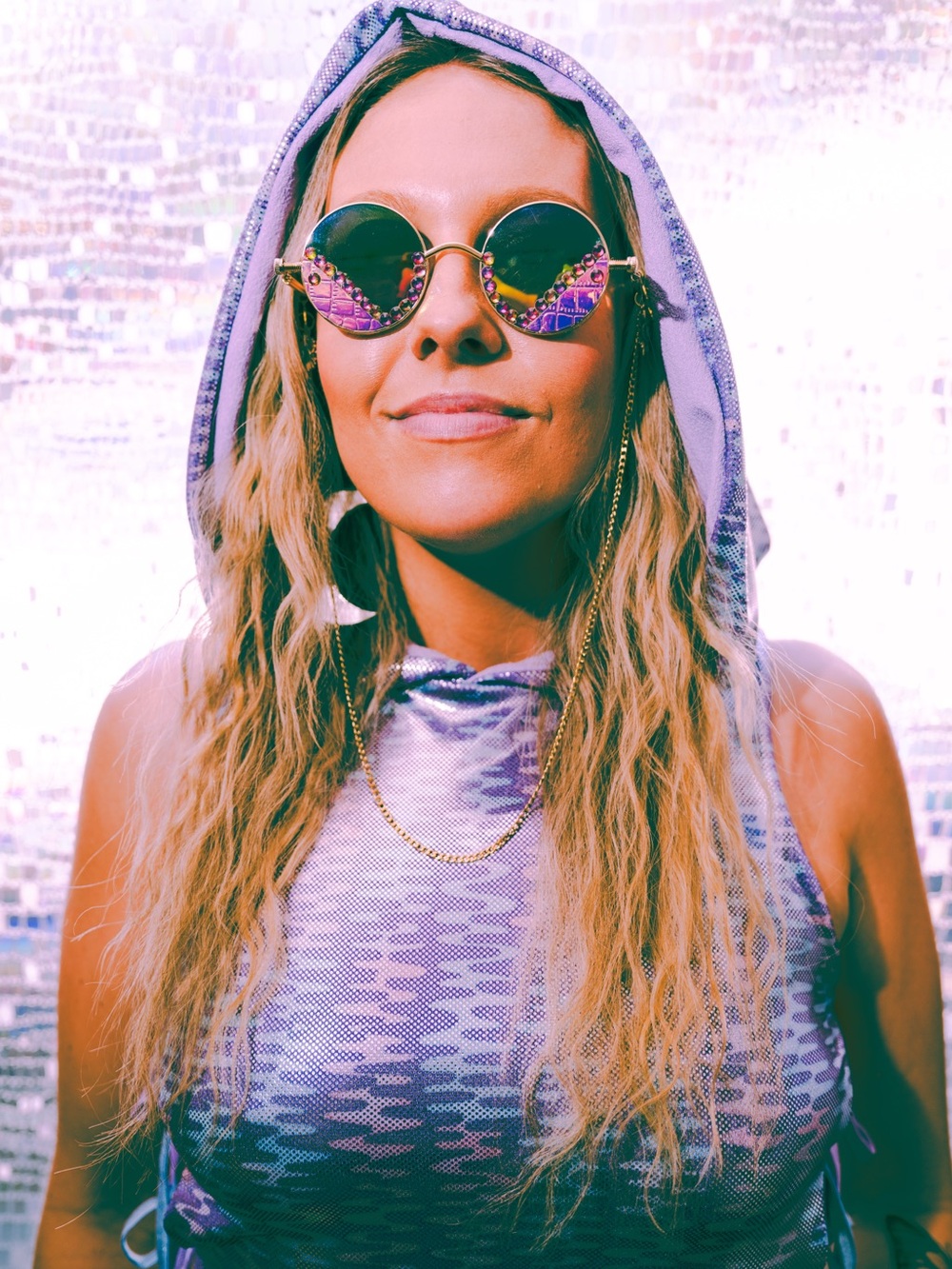 Reversible Hooded Festival Crop Top with Tie Sides